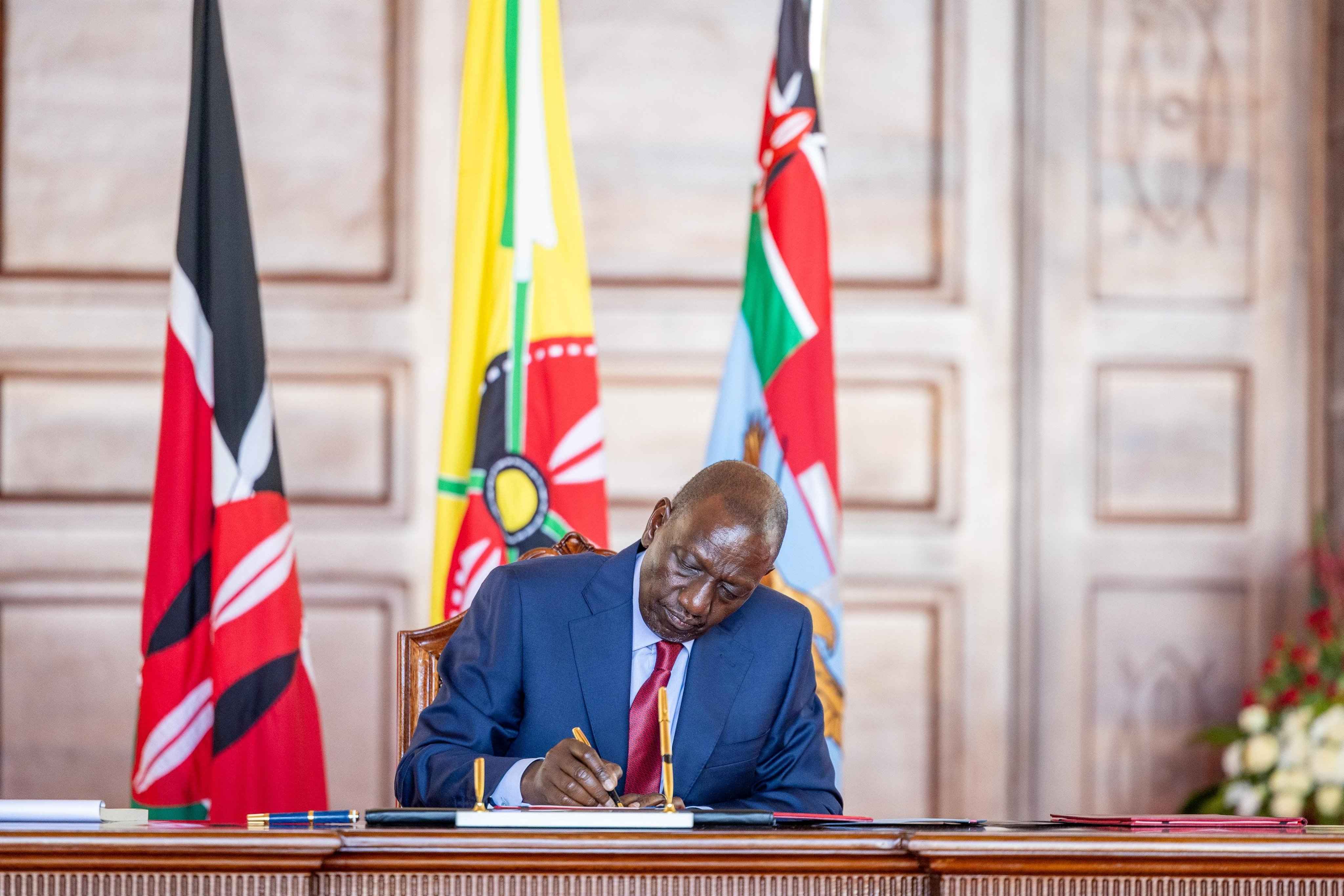 File image of President William Ruto signing the Division of Revenue Bill 2026 into law.